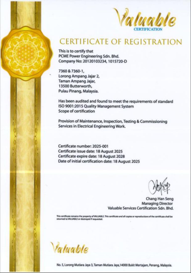 ISO 9001 certificate